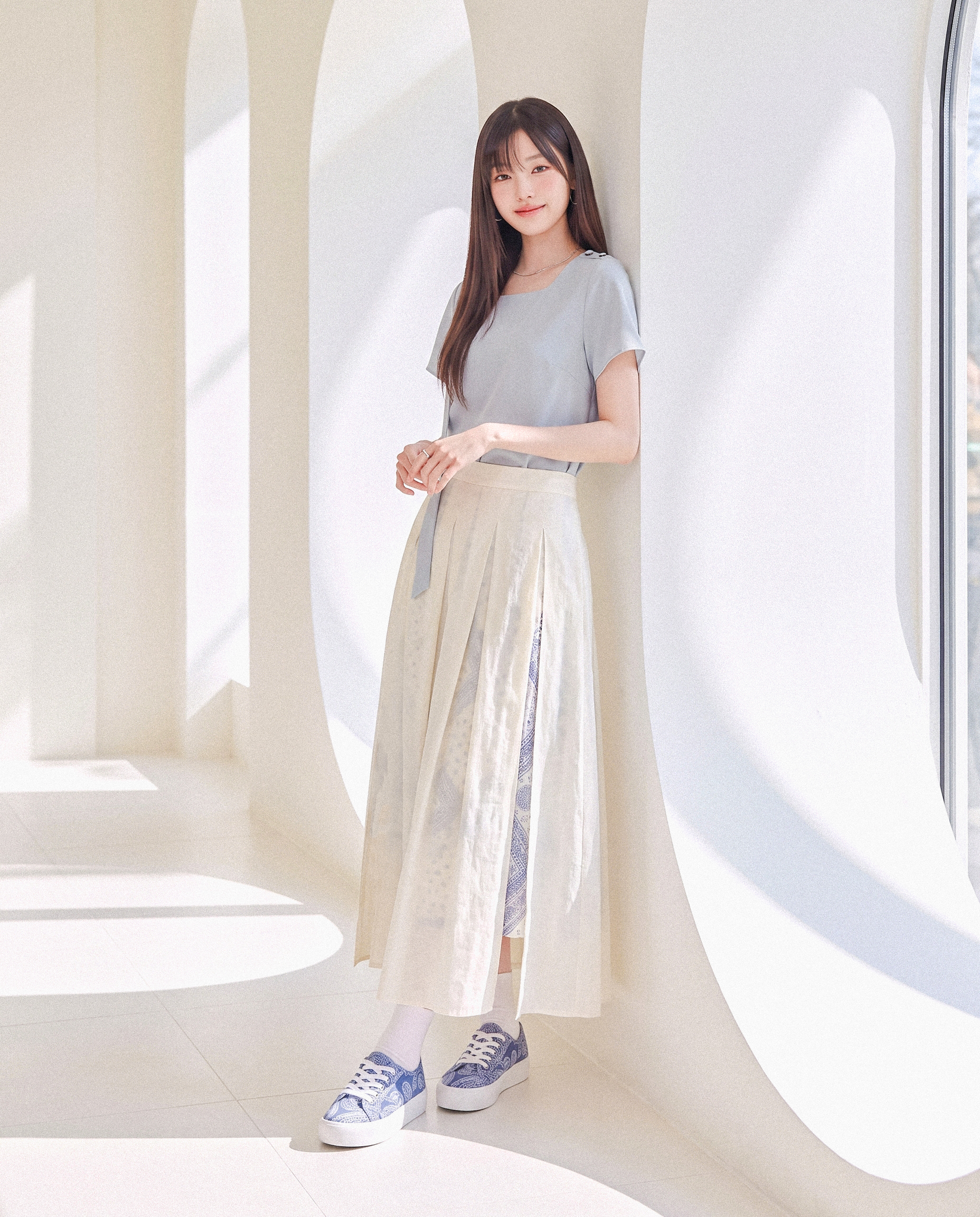 페이즐리 레이어 스커트