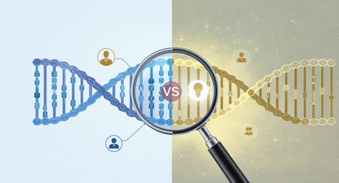 Core DNA discovery through magnifying glass examination