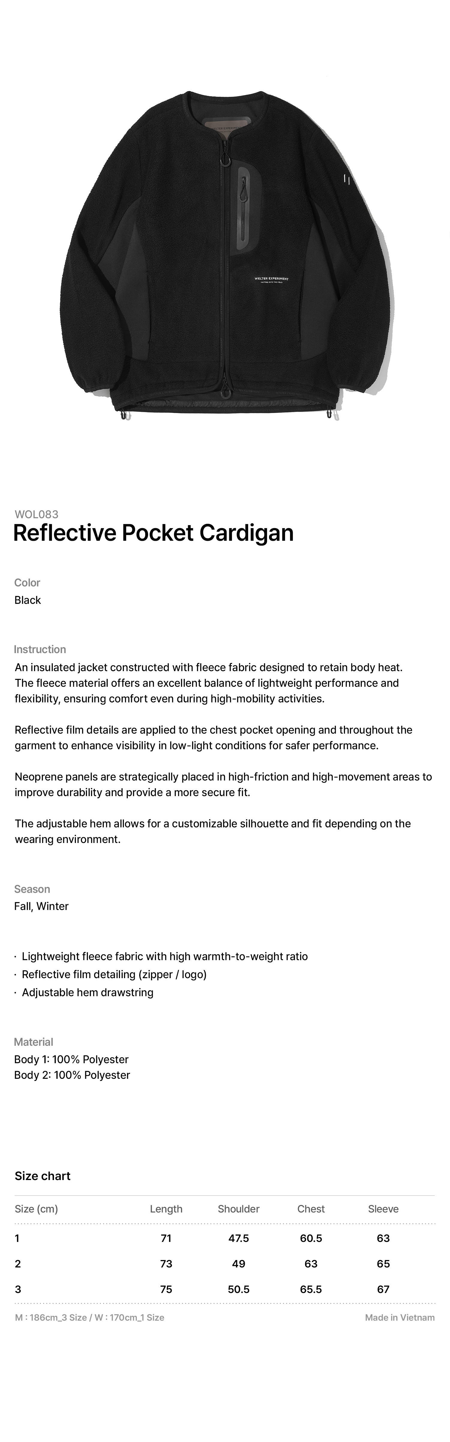 REFLECTIVE POCKET CARDIGAN_BLACK_WOL083