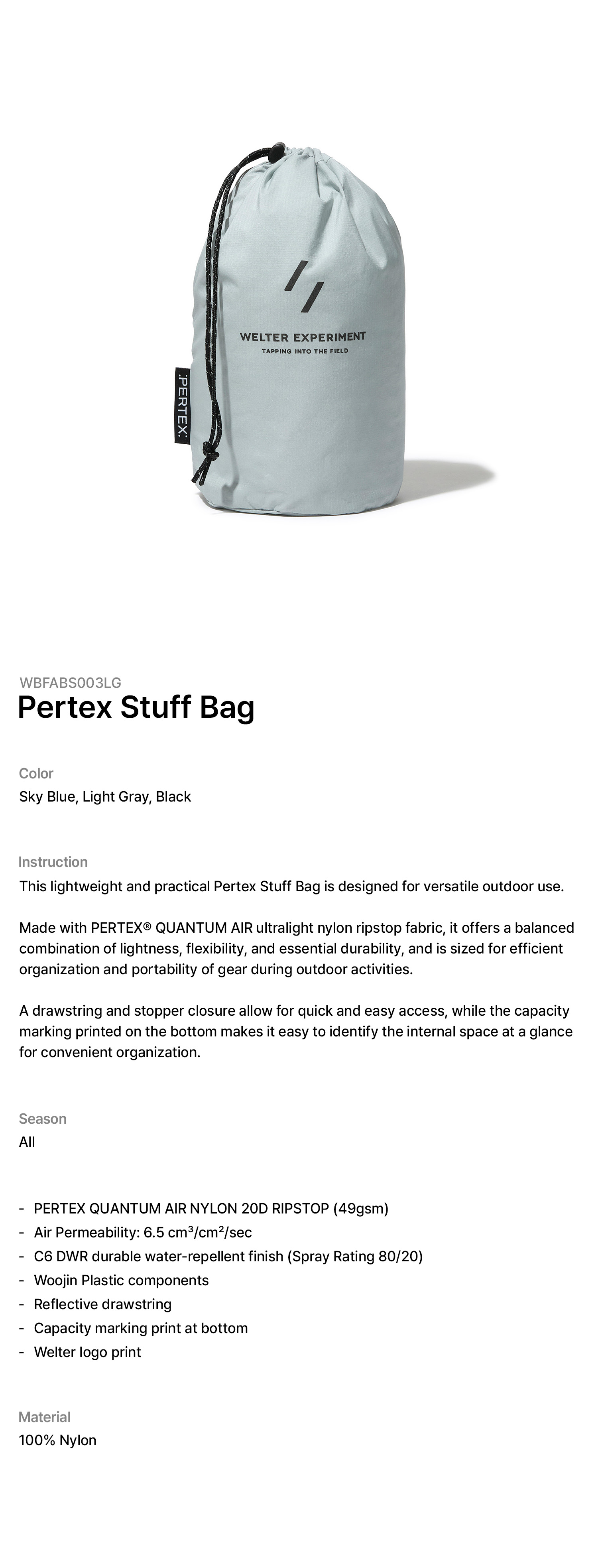 Pertex Stuff Bag Light Gray