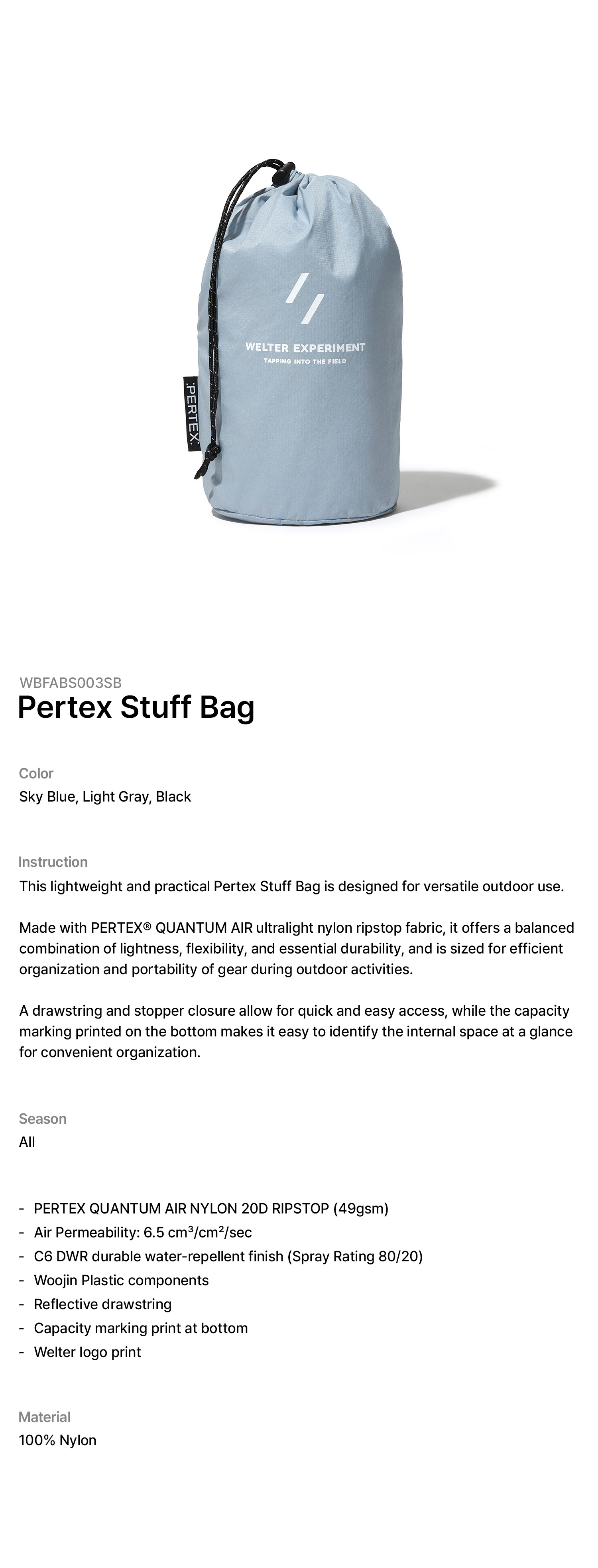 Pertex Stuff Bag Sky Blue