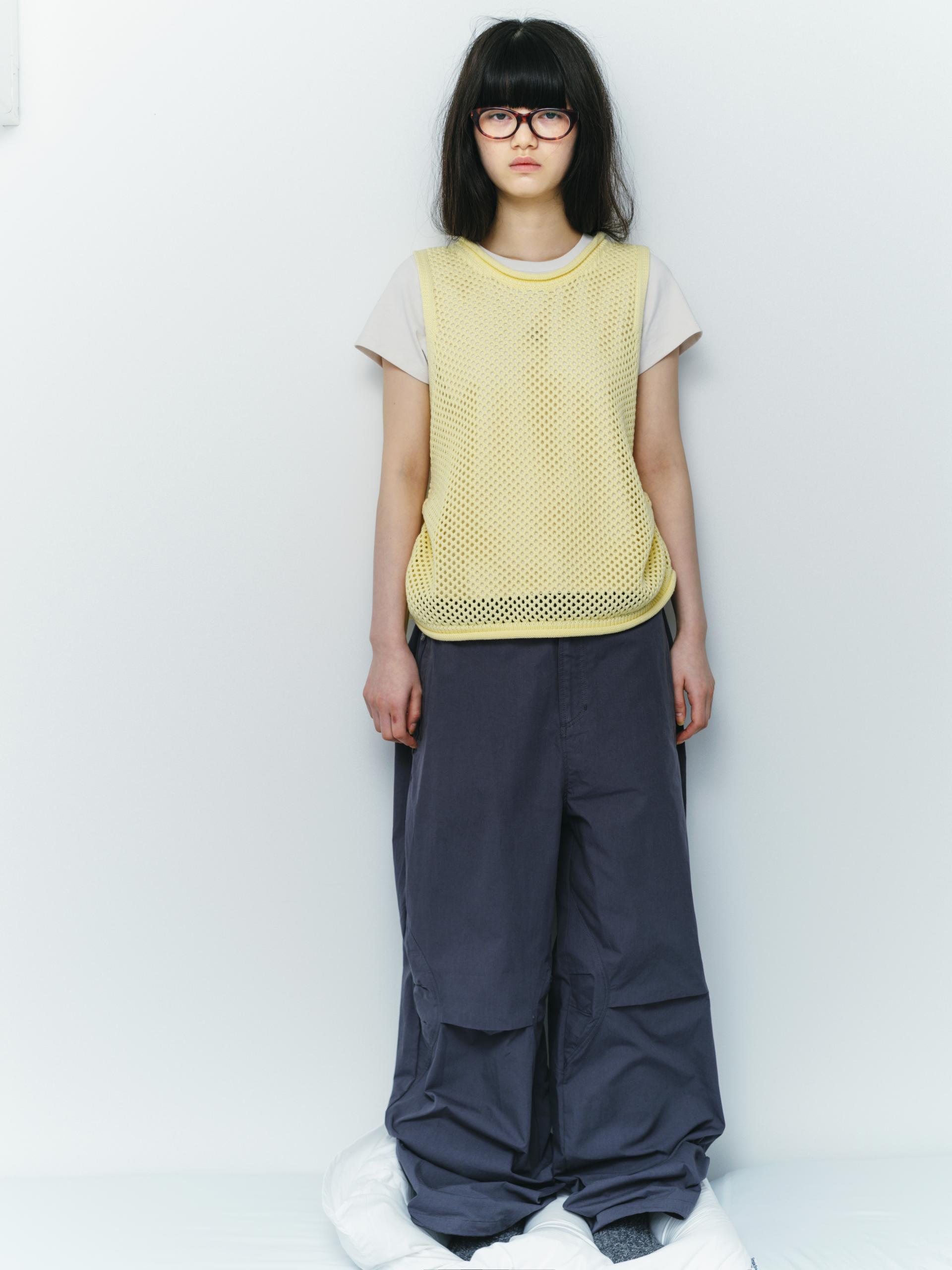 CURVE PINTUCK PANTS BLUE GREY - coyseio