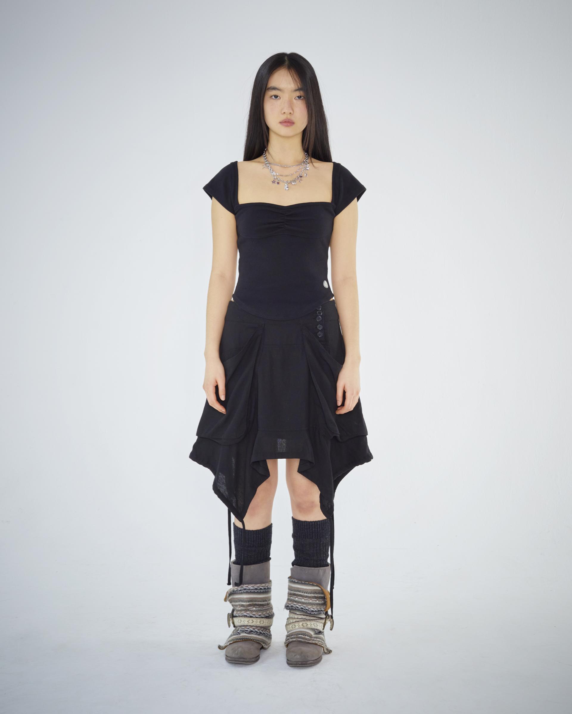 FAIRY STRING SKIRT BLACK - coyseio