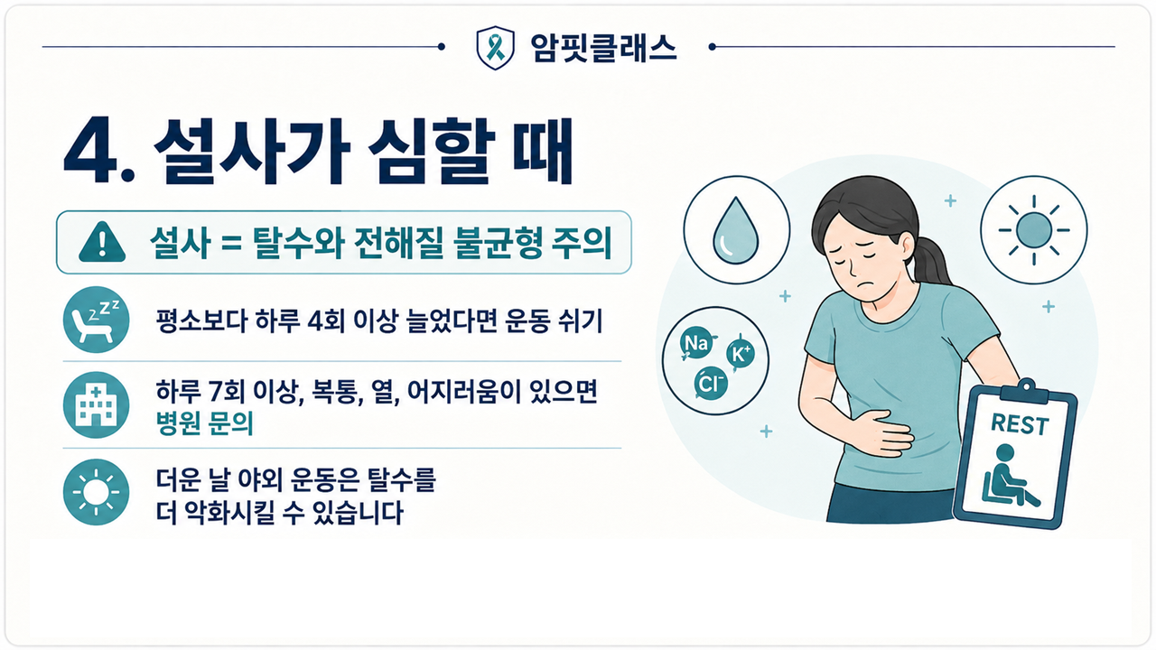 암환자 운동 금기사항-설사