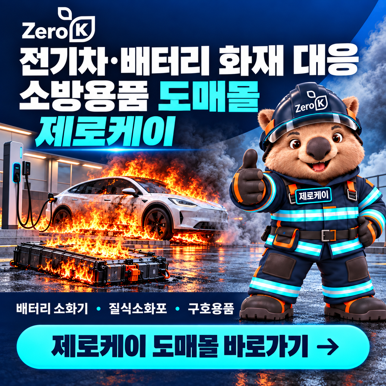전기차·배터리 화재 대응 소방용품 도매몰 제로케이 바로가기