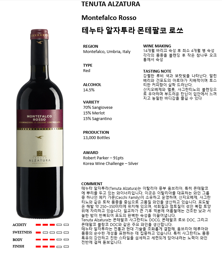 체끼 테누타 알자투라 몬테팔코 로쏘*6 (이탈리아/드라이/레드)