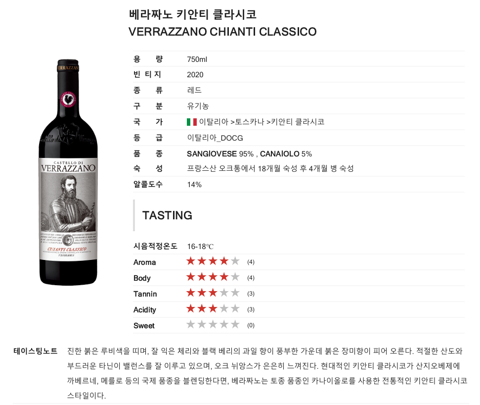 베르짜노 끼안티 클라시코 (이탈리아/드라이/레드)