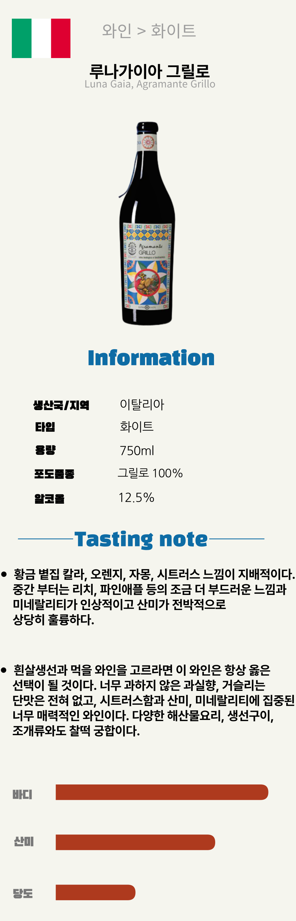 루나 가이아, 그릴로 (이탈리아/드라이/화이트)