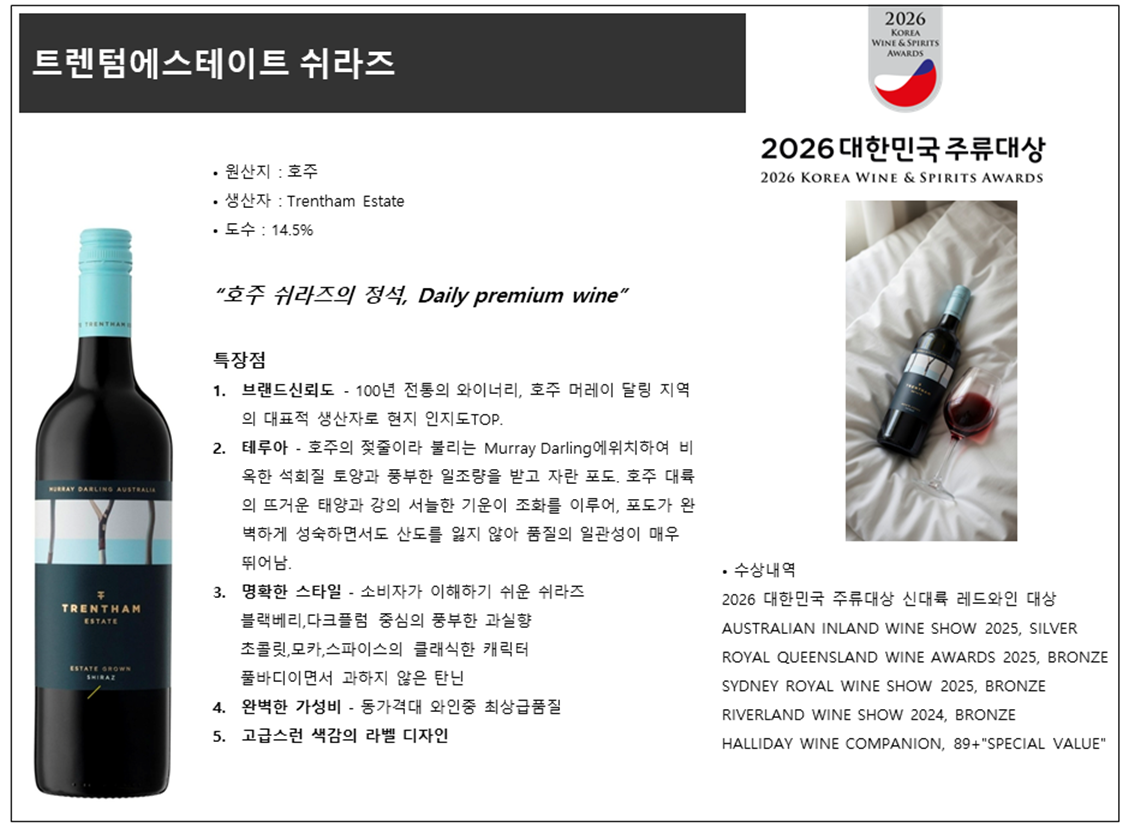 [업장전용] 트렌텀 에스테이트 쉬라즈 (호주/드라이/레드)