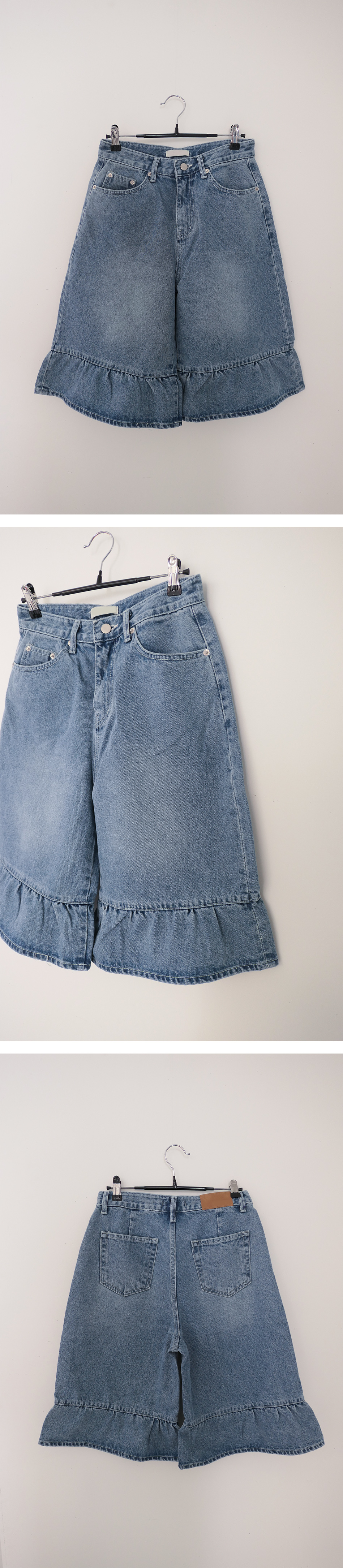 frill bermuda denim