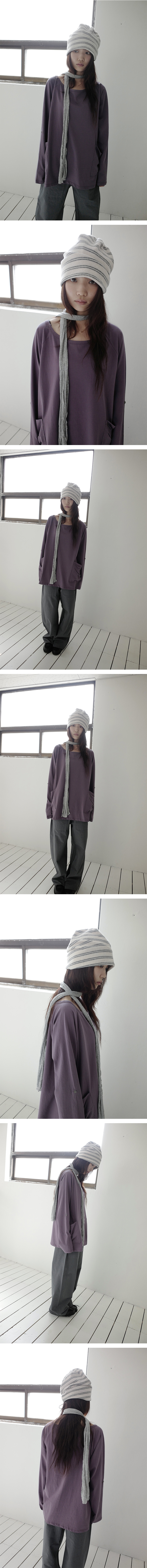 stripe fleece beenie (3c)