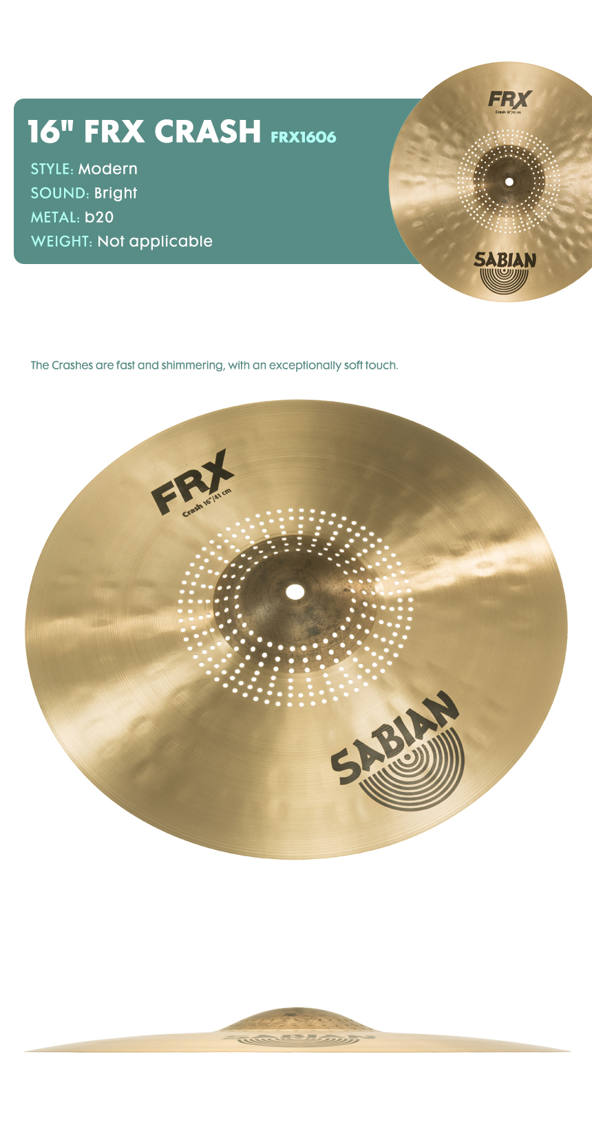 SABIAN 사비안 심벌크래쉬16인치 CYMBAL 16" FRX CRASH FRX1606 (632905)