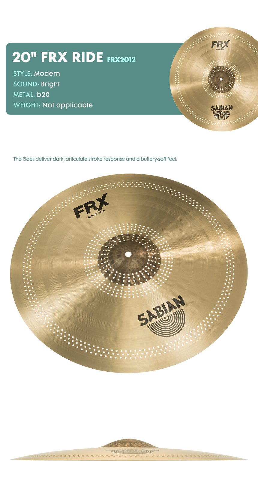SABIAN 사비안 심벌라이드20인치 CYMBAL 20" FRX RIDE FRX2012 (632908)