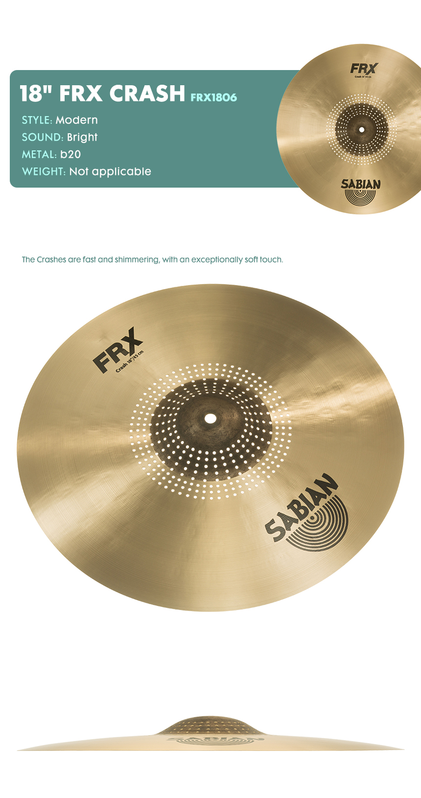 SABIAN 사비안 심벌크래쉬18인치 CYMBAL 18" FRX CRASH FRX1806 (632907)