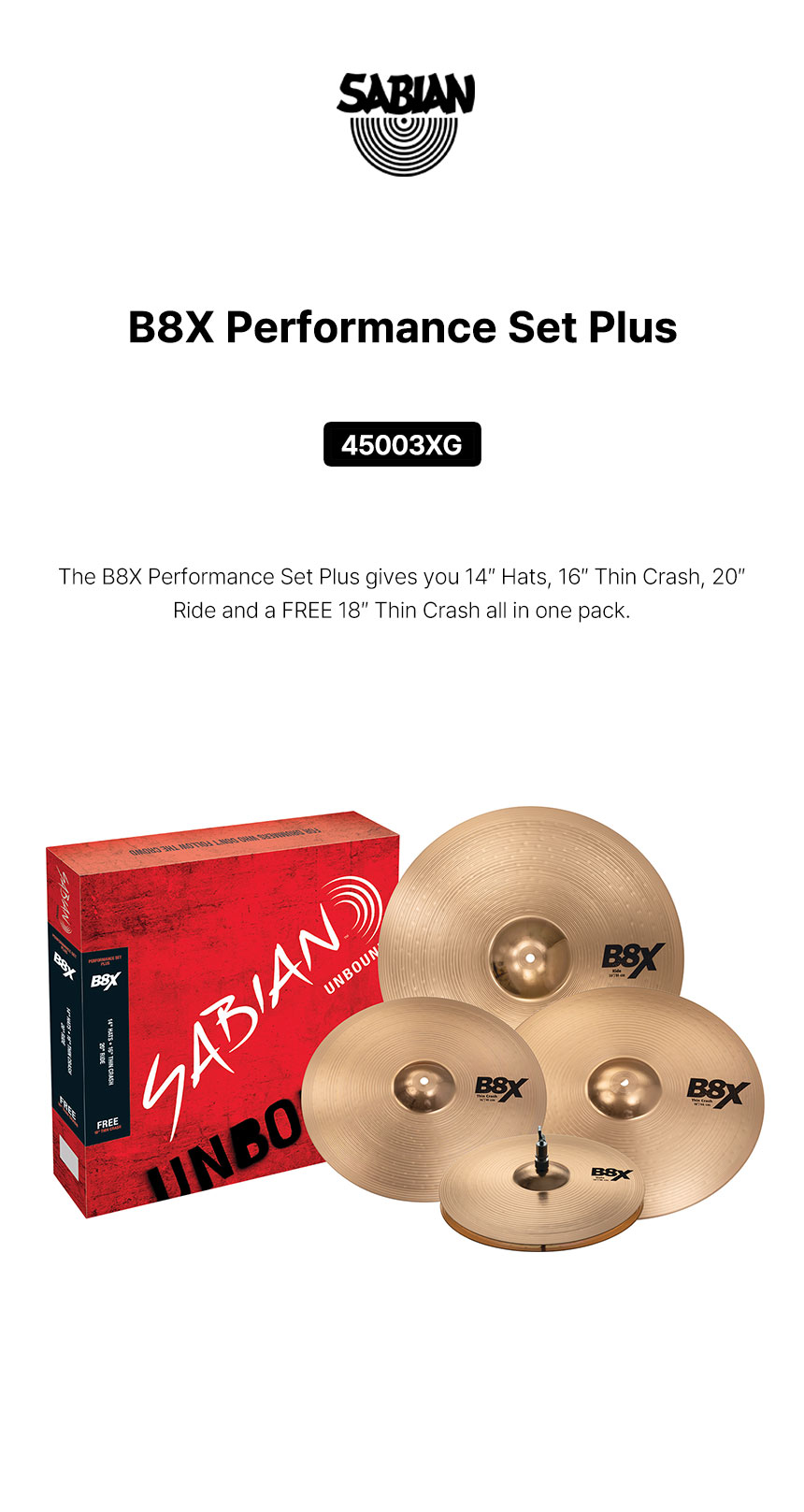 SABIAN 사비안 심벌 CYMBAL B8X PERFORMANCE 4SET 45003XG (632705)