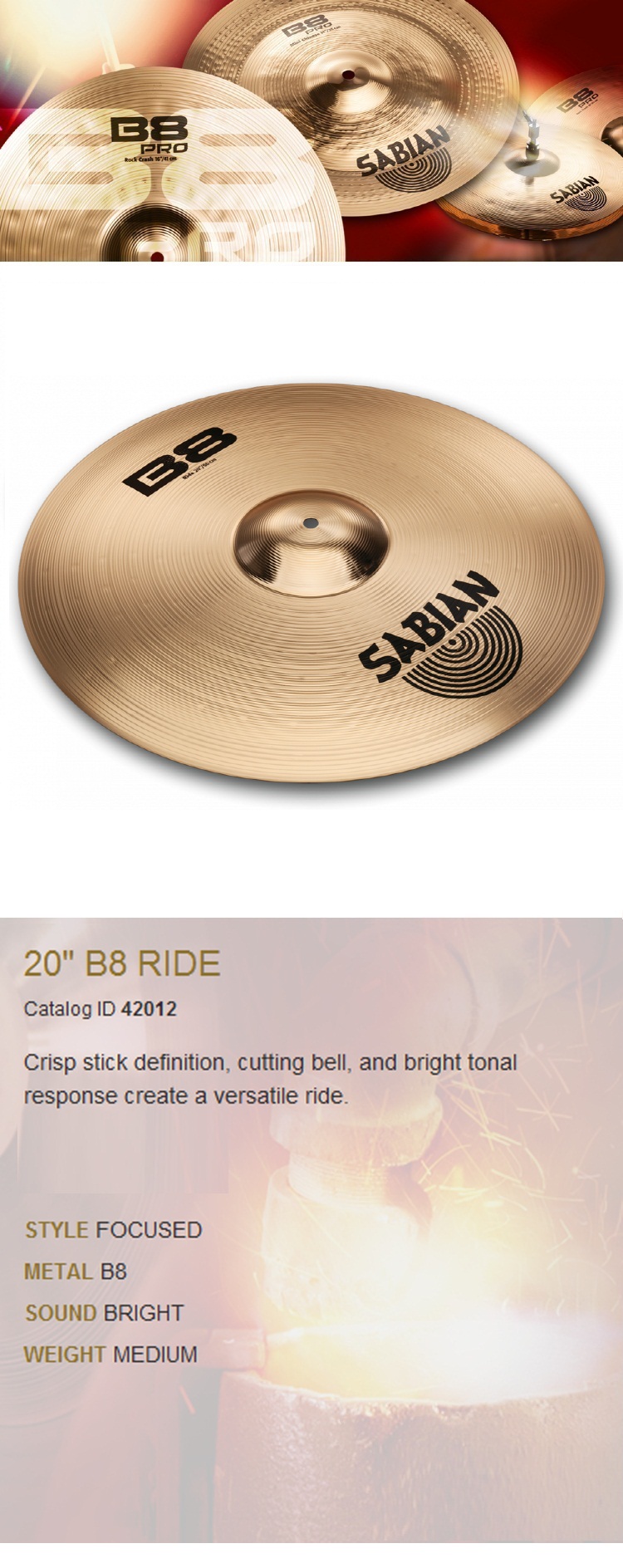 사비안 심벌 CYMBAL SABIAN 20" RIDE B8(42012)