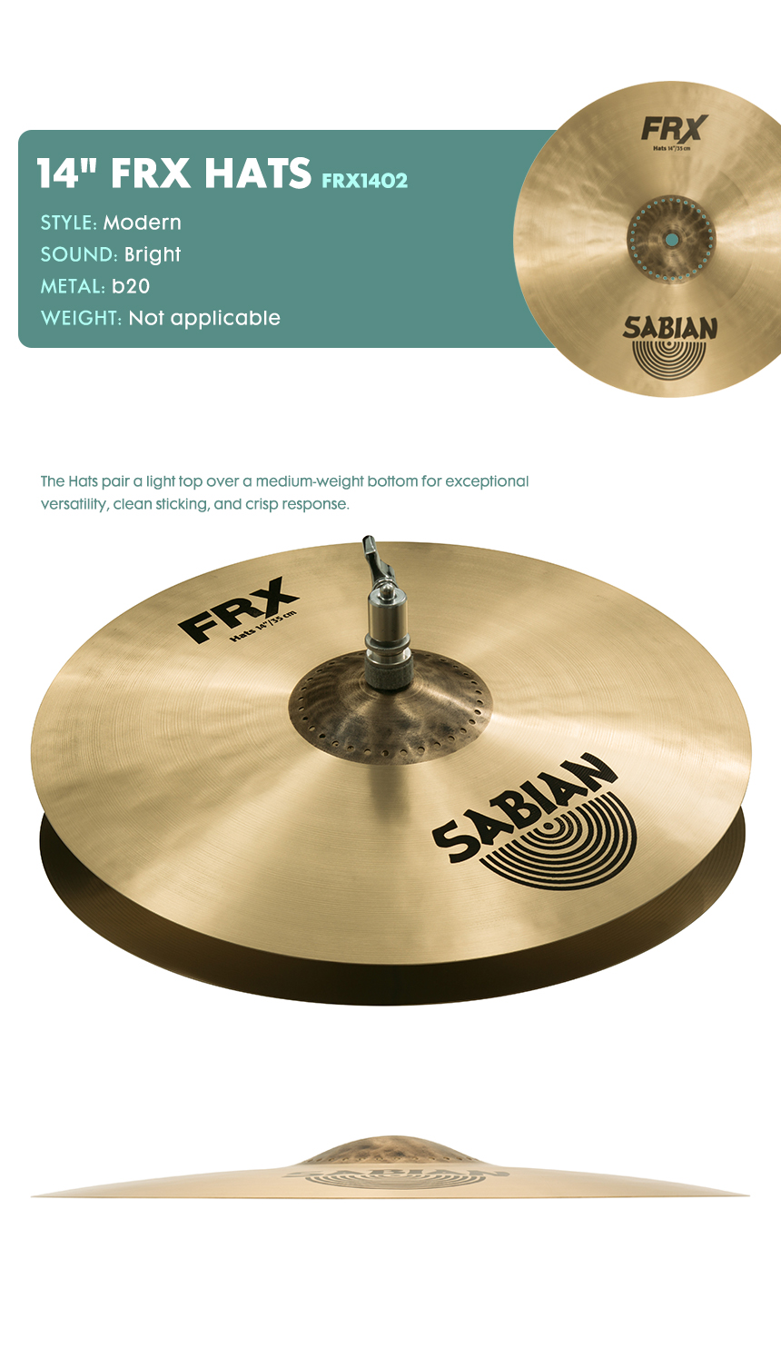 SABIAN 사비안 심벌하이햇14인치 CYMBAL 14" FRX HI HATS FRX1402 (632904)