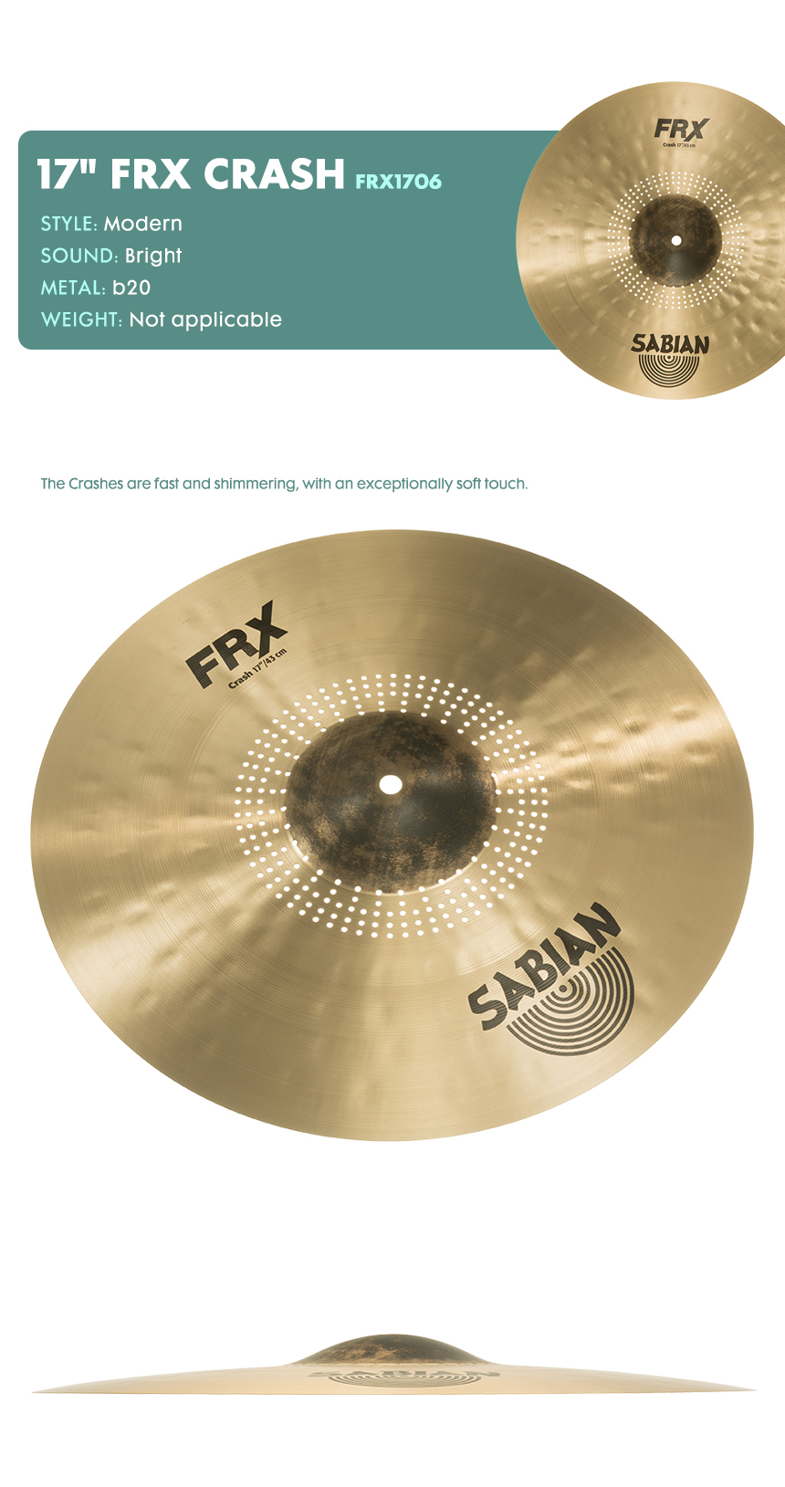 SABIAN 사비안 심벌크래쉬17인치 CYMBAL 17" FRX CRASH FRX1706 (632906)