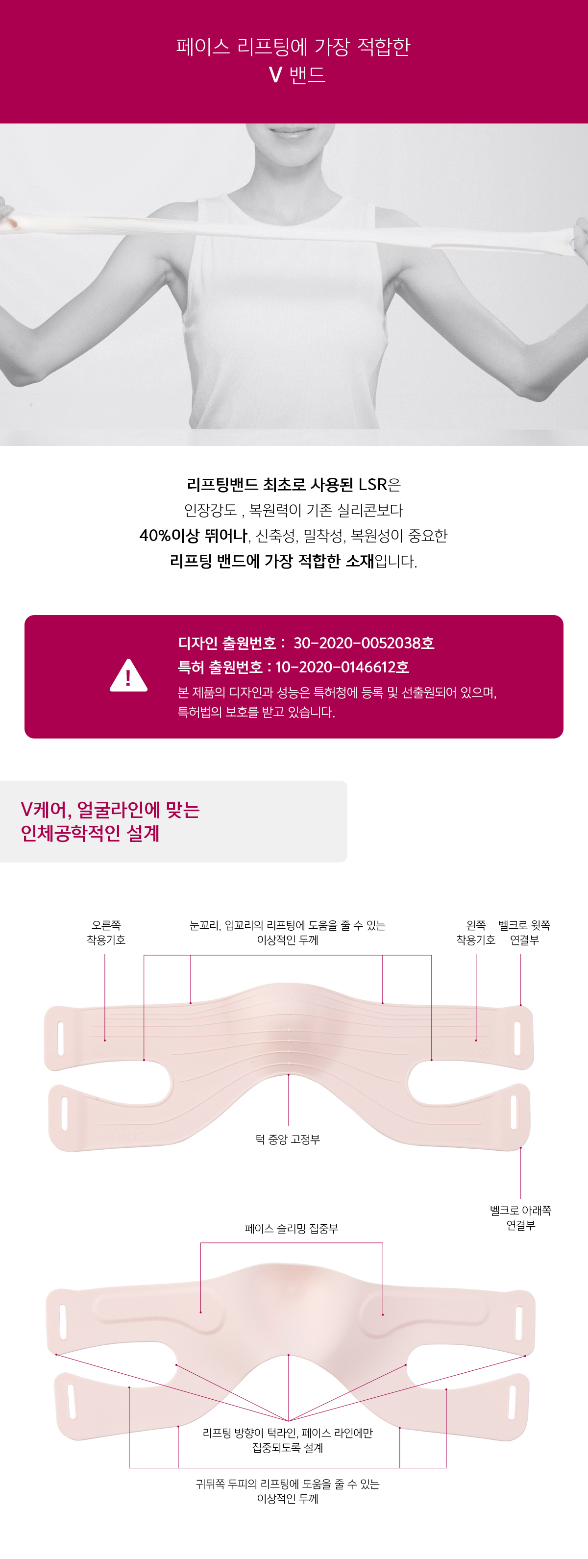 벨라컨투어 울트라 V 리프팅 밴드 윤곽관리 얼굴 타이트닝
