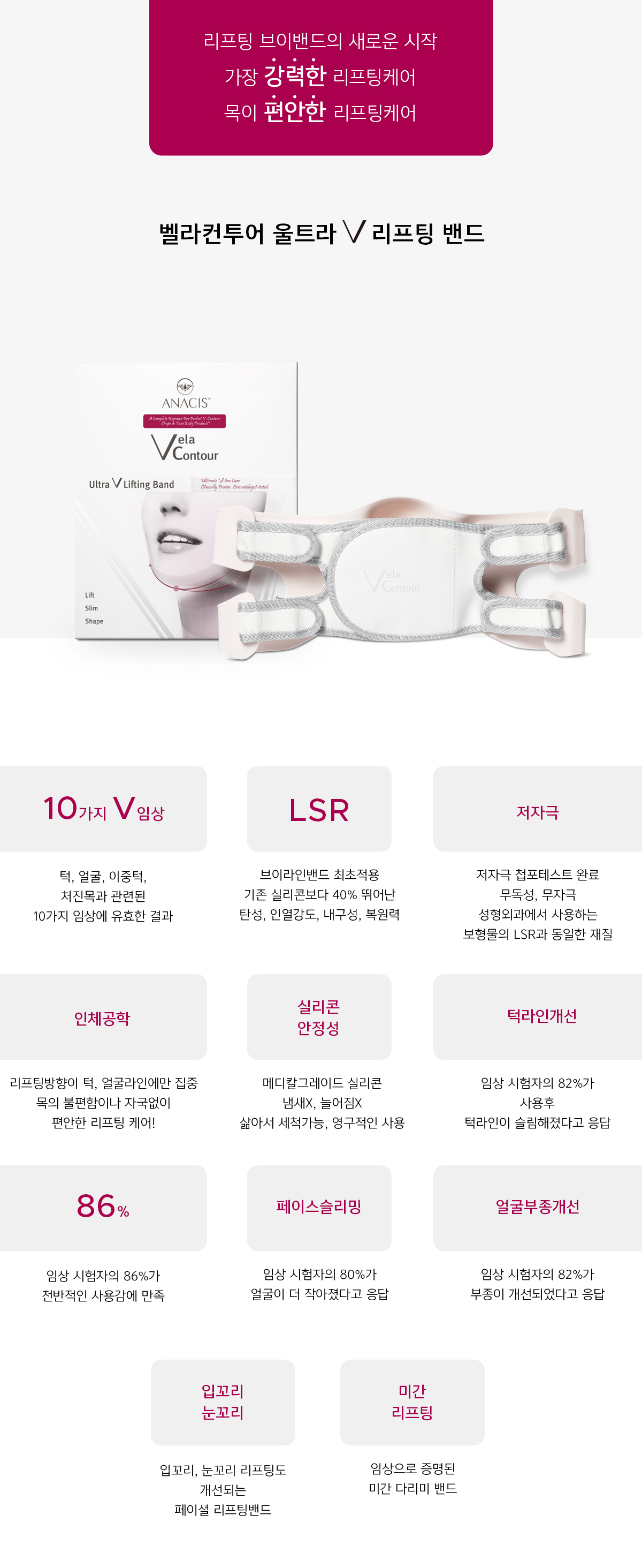 벨라컨투어 울트라 V 리프팅 밴드 윤곽관리 얼굴 타이트닝