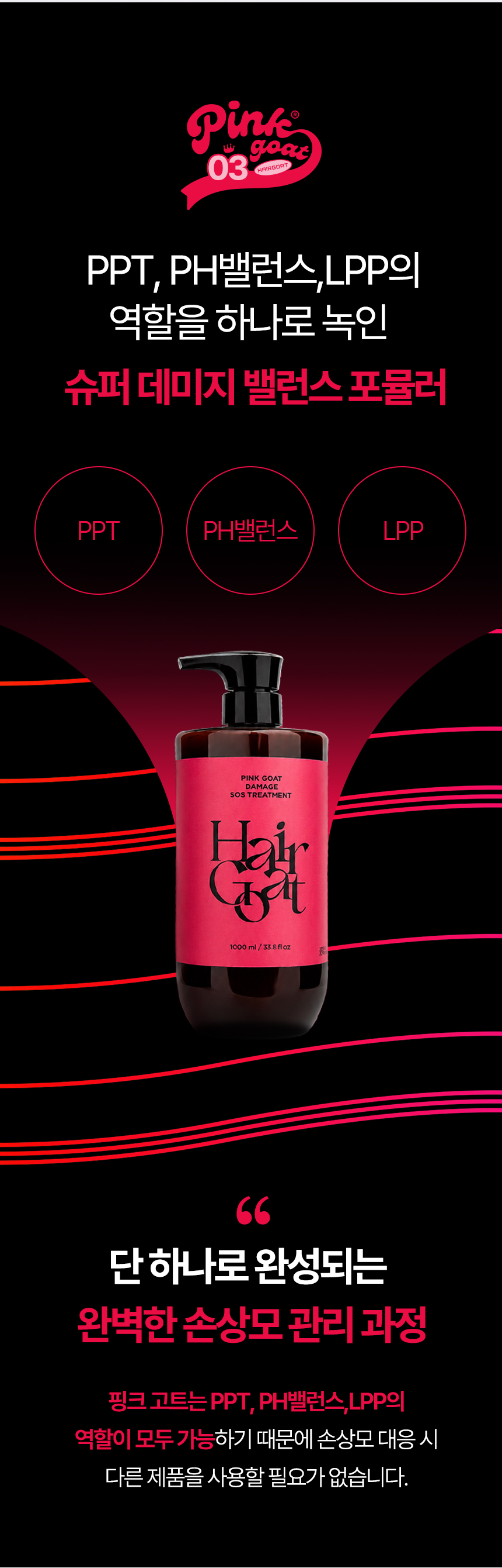 [핑크고트] 극손상모 즉각 개선 트리트먼트 1000ml