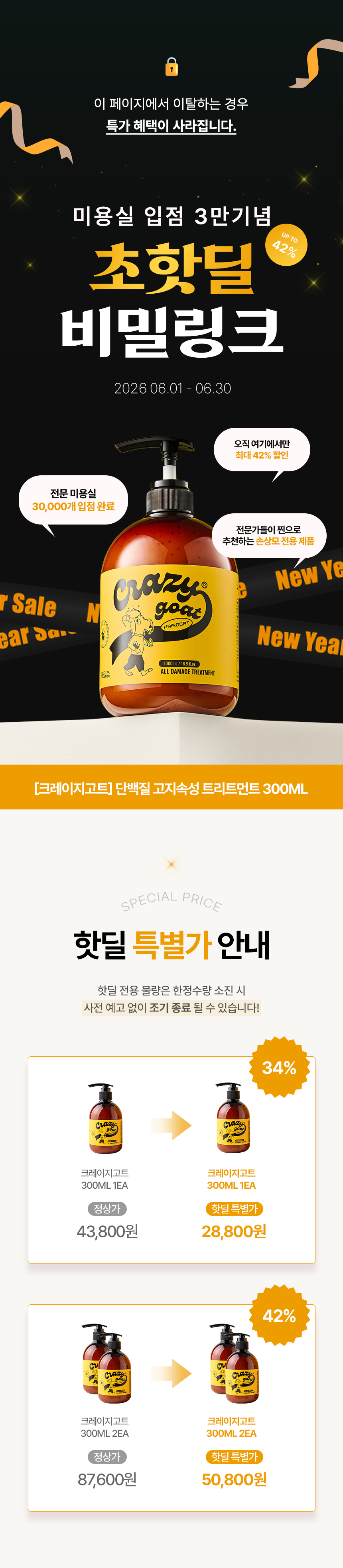 [🔒비밀링크] 크레이지고트 단백질 고지속성 트리트먼트 300ml