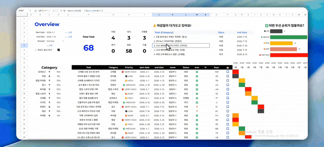 플로우 차트 기간 선택