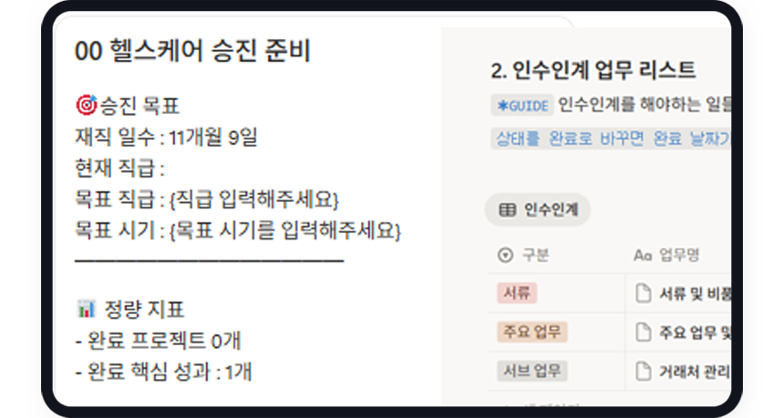 포트폴리오·승진 히스토리