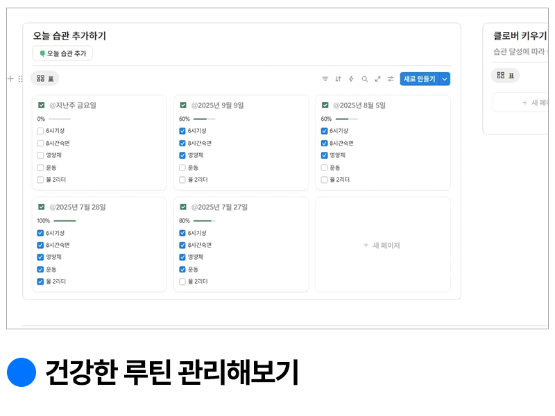 노션 건강한 루틴 관리