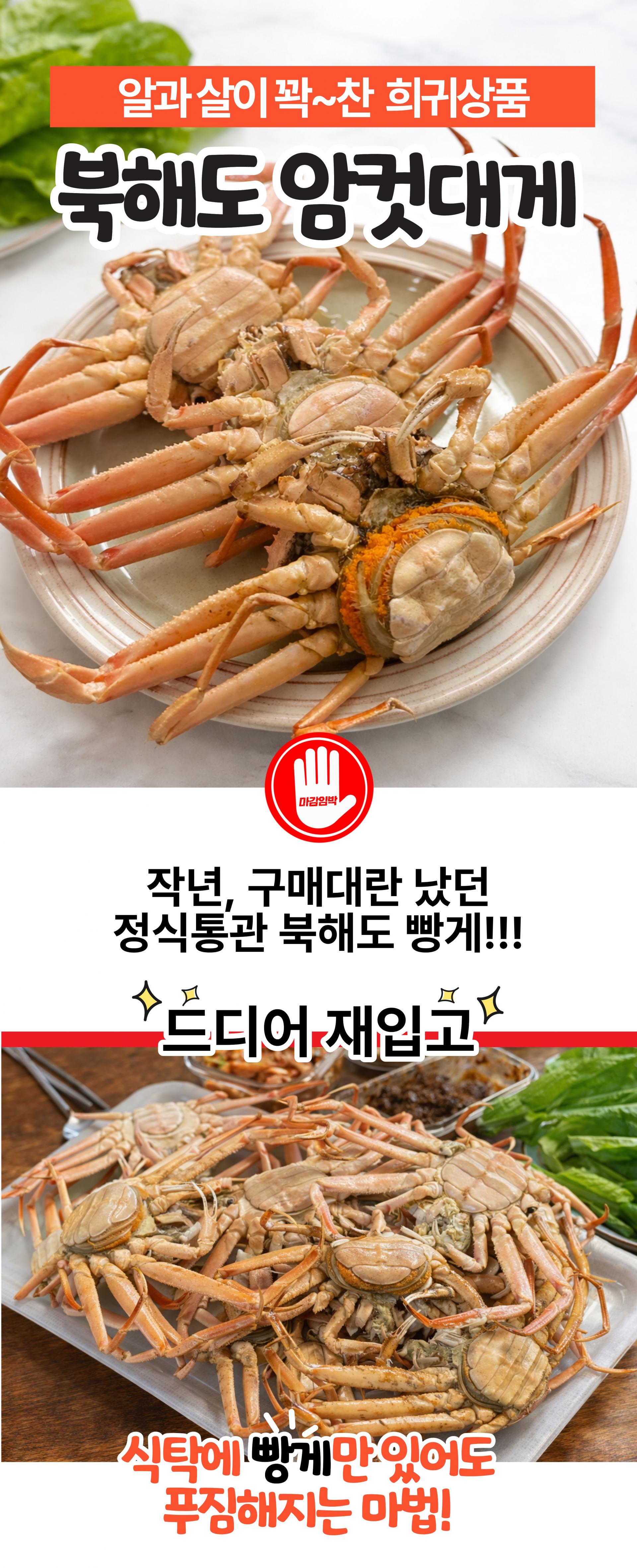 (오픈특가) 북해도 암컷대게 빵게 짜박게 알배기 1kg