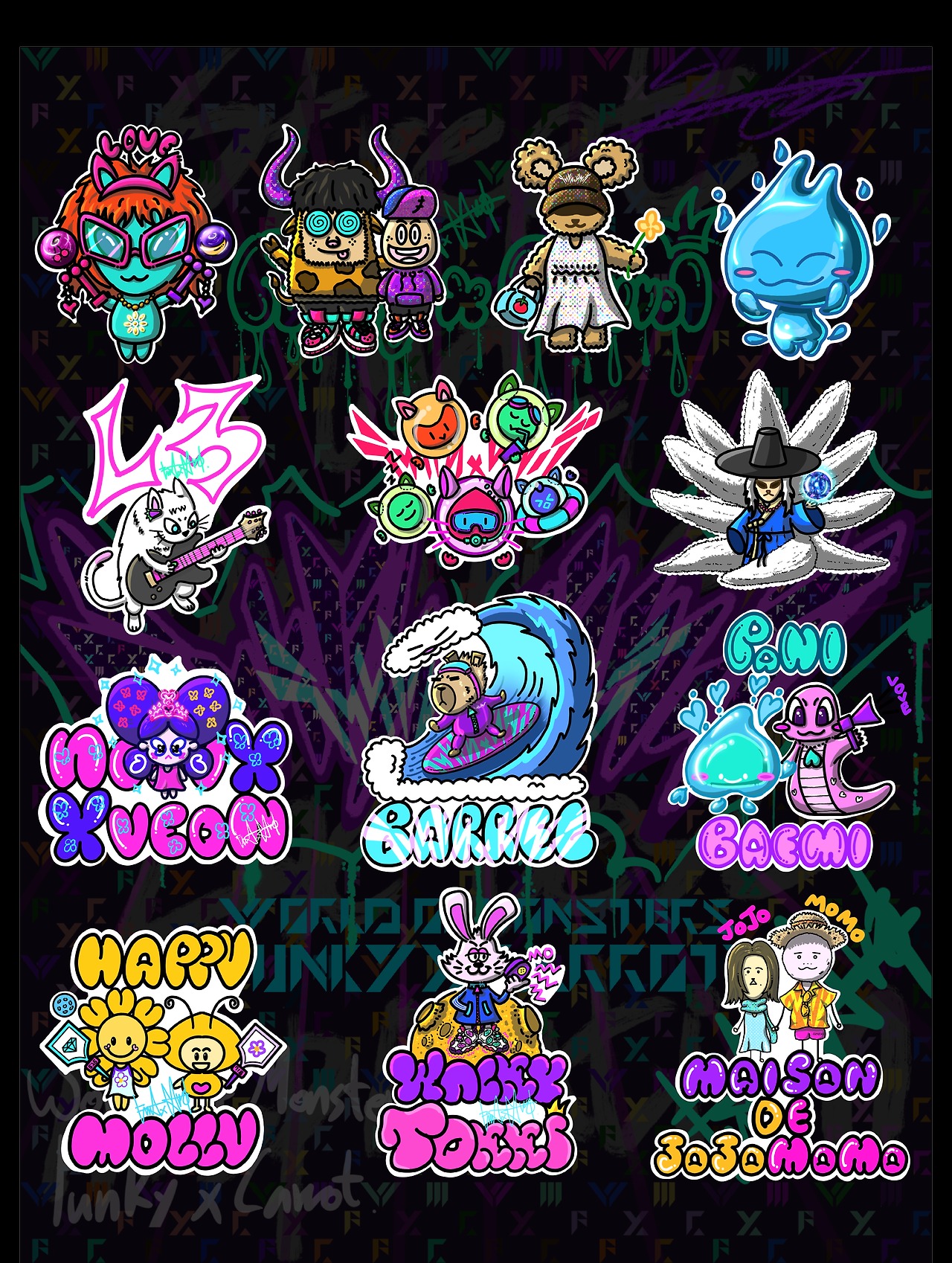 최근 제주 패스파인더 프로그램 연사가 되어 진행한 <나의 스트리트 캐릭터> 결과물. 참가자들의 스케치는 펑키캐롯의 터치를 거쳐 키링으로 탄생했다 