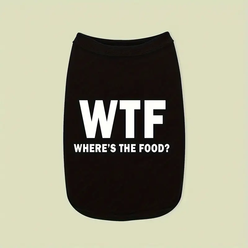 WTF Where Is Food 그래픽 애완 동물 통기성 조끼 개와 고양이 여름 파티 의류 세부 정보 2