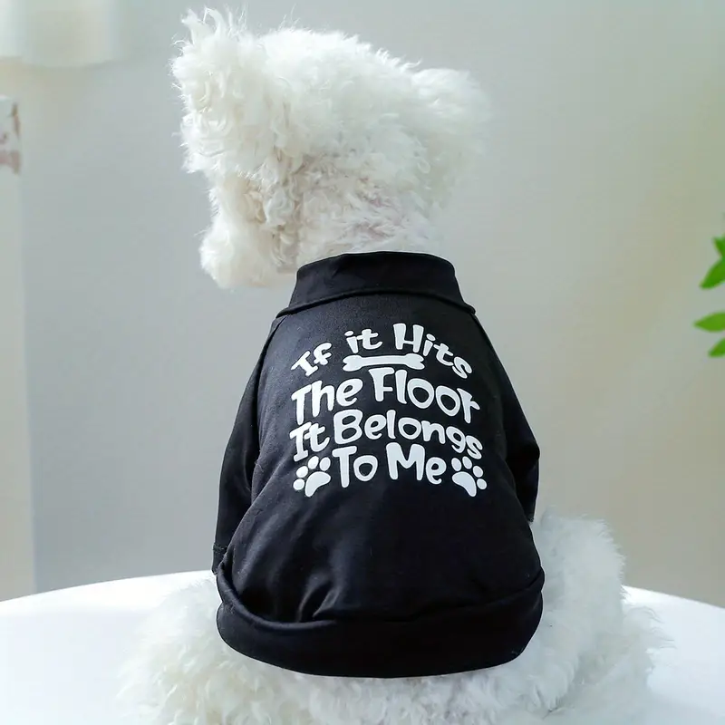 슬로건 그래픽 애완동물 티 썸머 개 옷 작은 개와 중형 개용 통기성 개 티셔츠 블랙 세부 정보 2