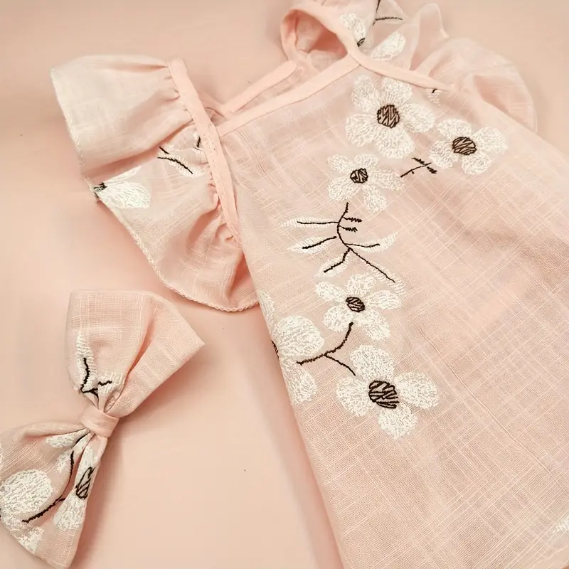 귀여운 개 드레스, 꽃 그래픽 개 치마, 작은 개용 봄과 여름 옷 프린세스 스타일 드레스 세부 정보 6