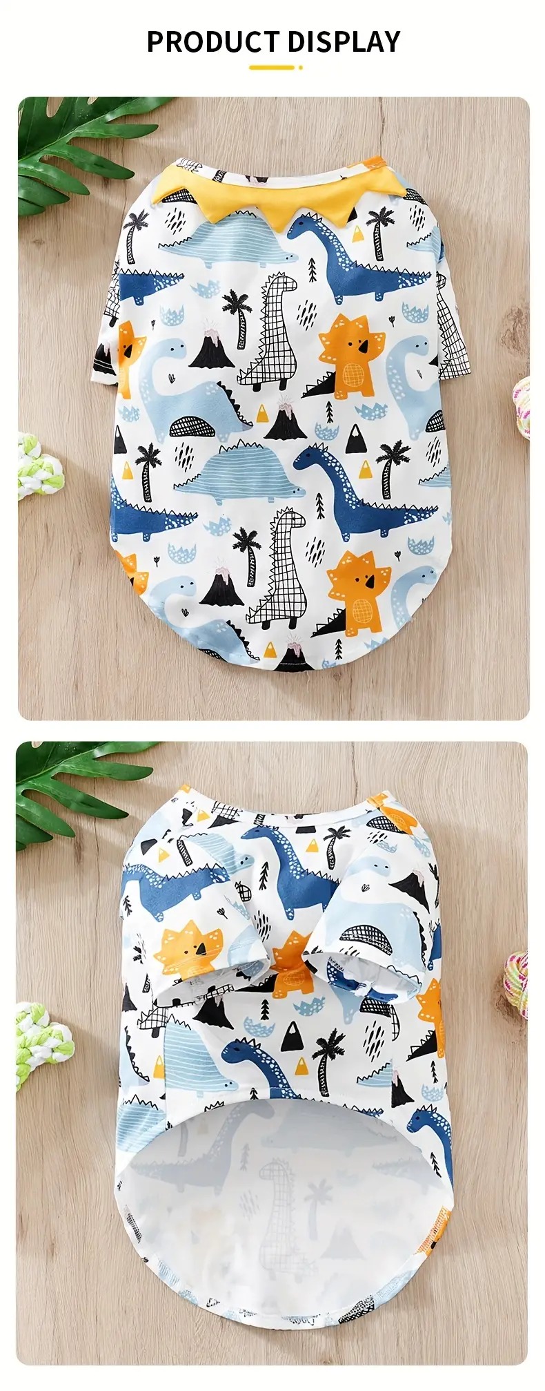 1pc 카툰 공룡 그래픽 애완 동물 옷 숨쉬는 개 고양이 티셔츠 조끼 모든 계절에 대한 세부 정보 3