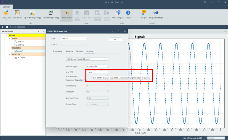 PROCESS의 Spectra 설정 시 # of FFT 항목에 대한 말풍선 기능 추가