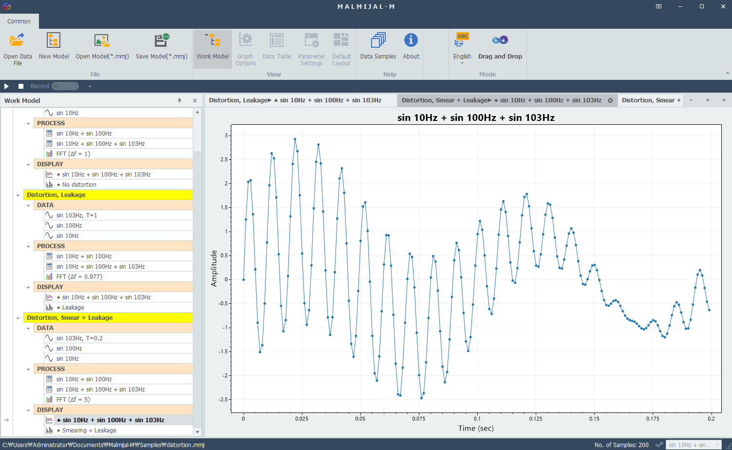 Time domain waveform with shorter duration causing reduced frequency resolution