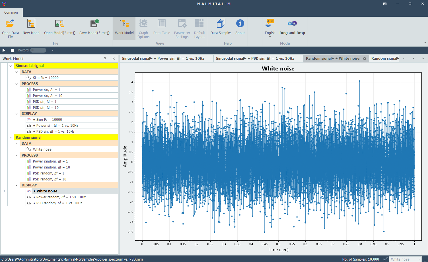white noise signal in time domain