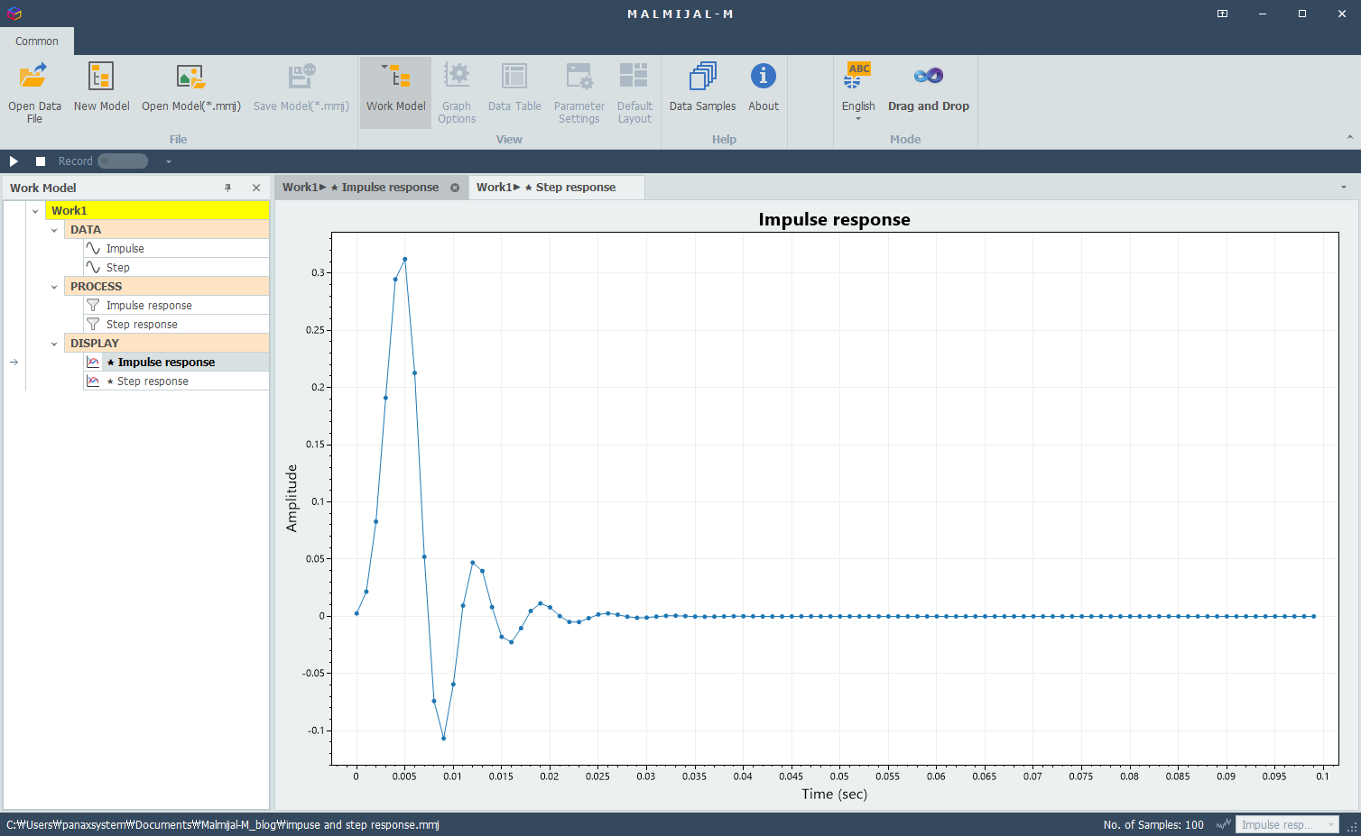 impuse response of dynamic system