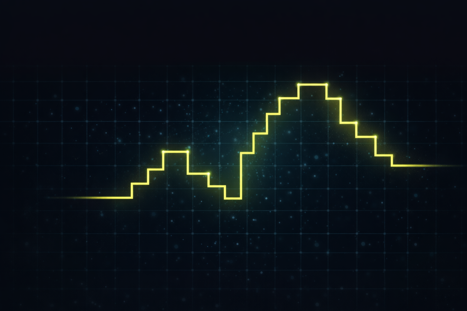 Illustration of discrete samples forming a staircase waveform representing zero-order hold in digital to analog conversion