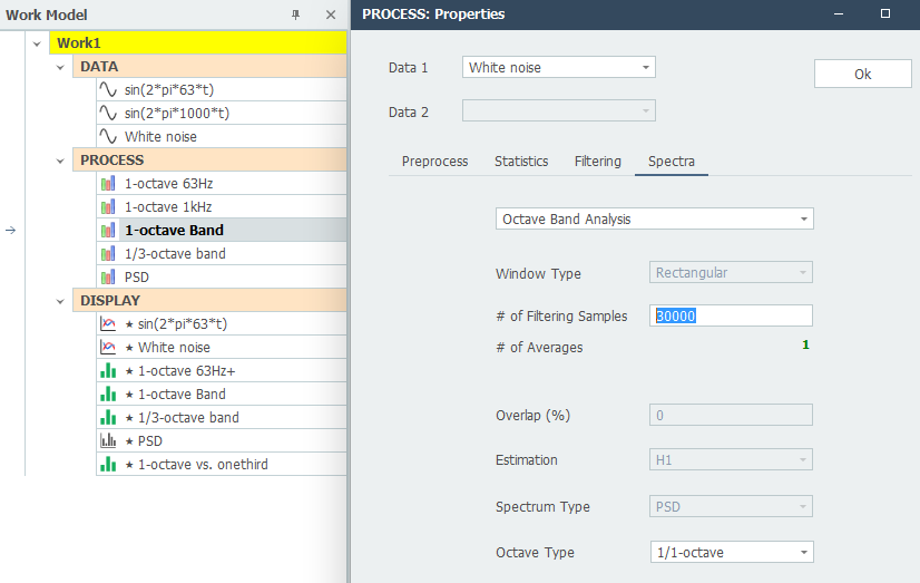 Octave Band Analysis configuration in MALMIJAL PROCESS module