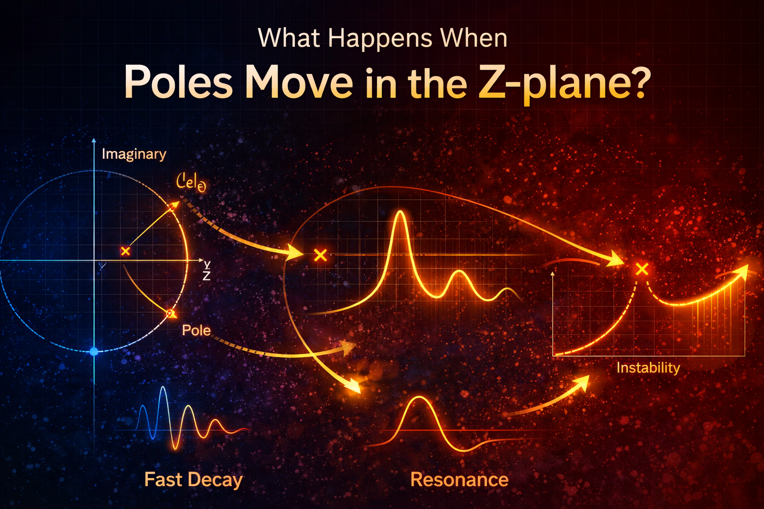 z-plane pole movement affecting stability resonance and frequency response in digital signal processing