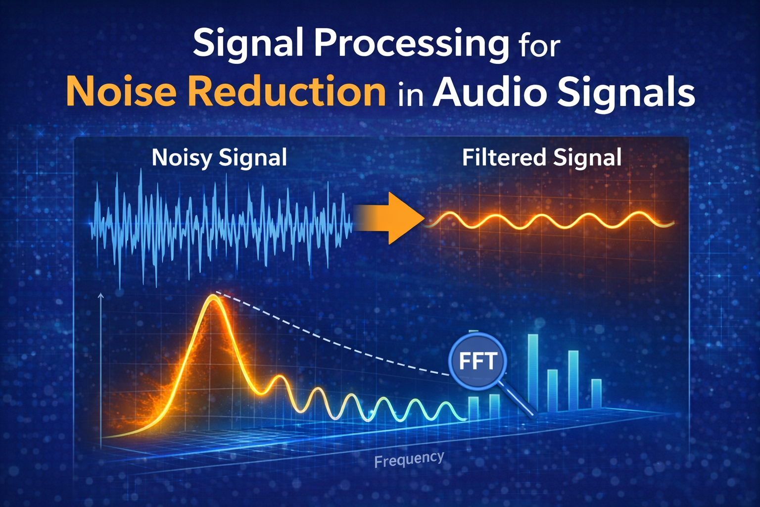 Signal processing example showing noise reduction in an audio signal
