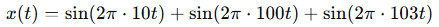 input signal consists of three sinusoidal components