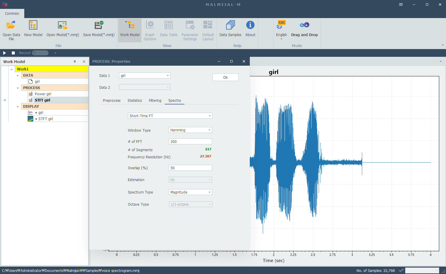 Adjust window size and overlap (NFFT = N/8, overlap = 50%)