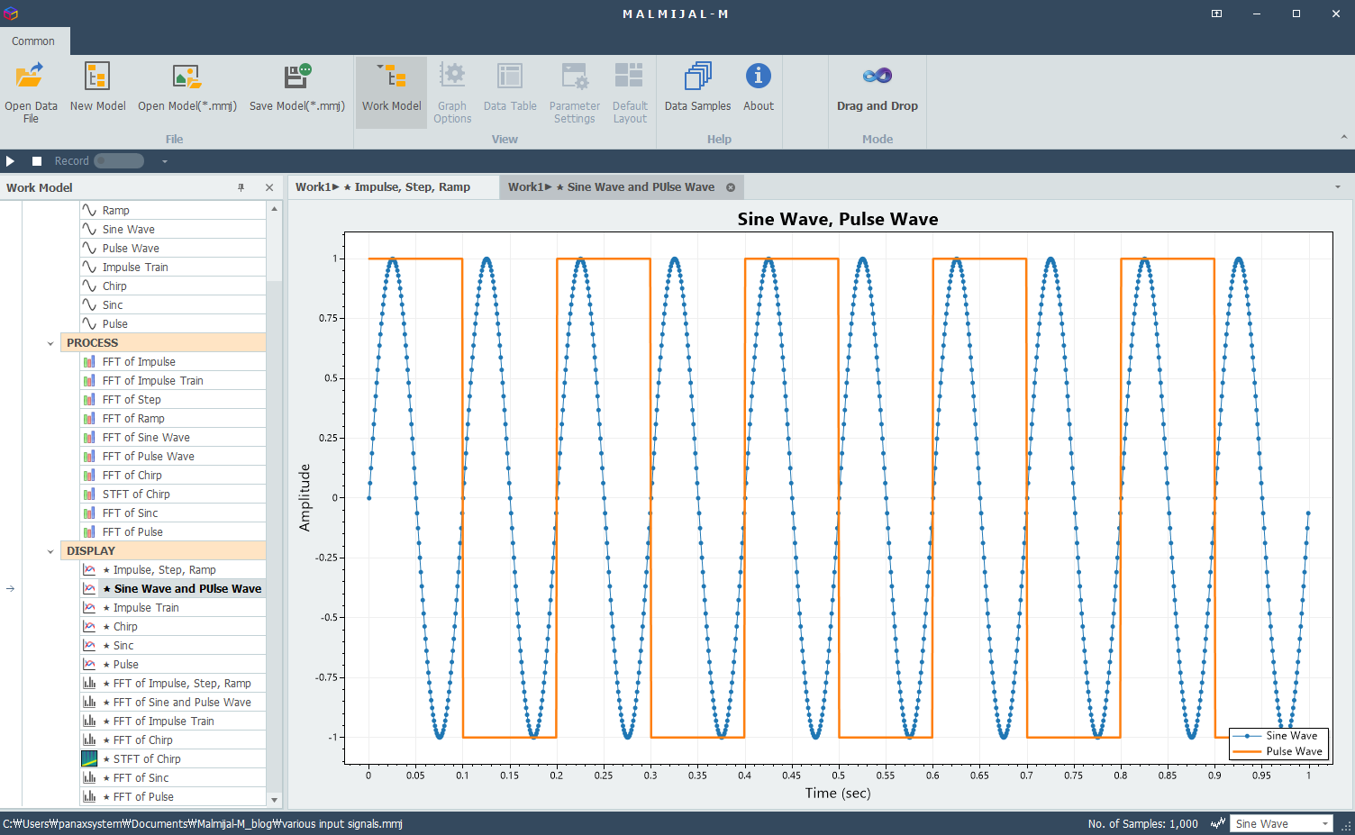 sine wave, pulse wave