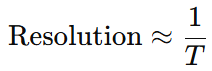 frequency resolution is about one over record time