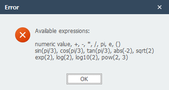 Invalid Expression Error Popup