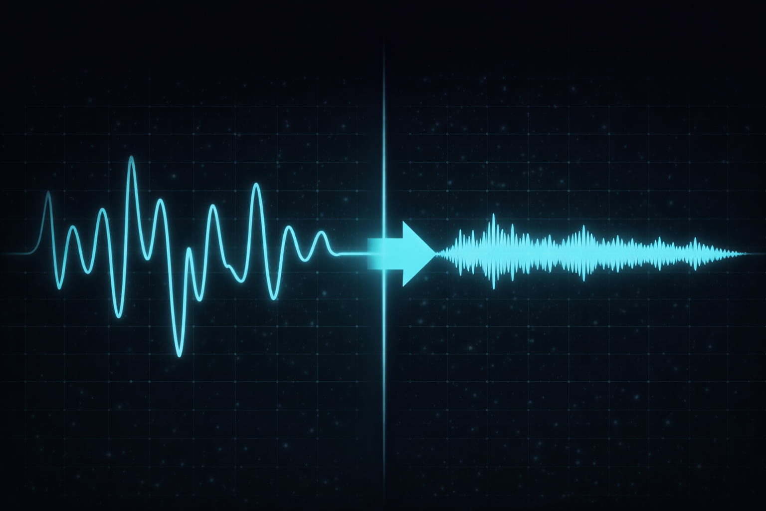 Comparison of audio waveform before and after dynamic range compression showing reduced peaks and more uniform signal