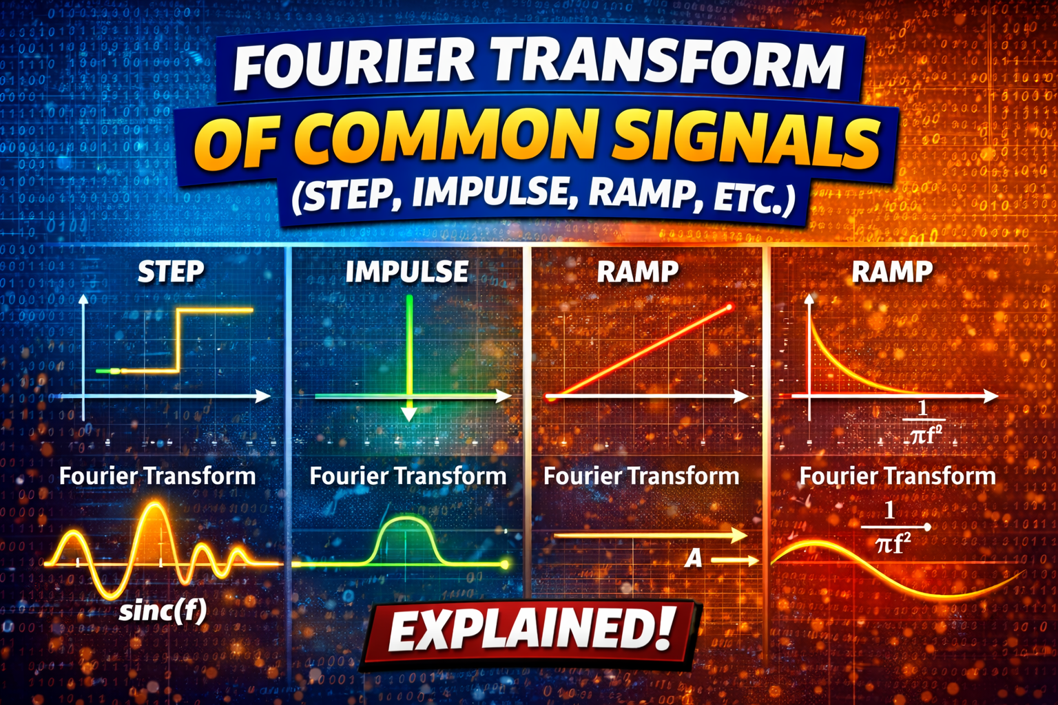 Fourier Transform of Common Signals (Step, Impulse, Ramp, etc.)